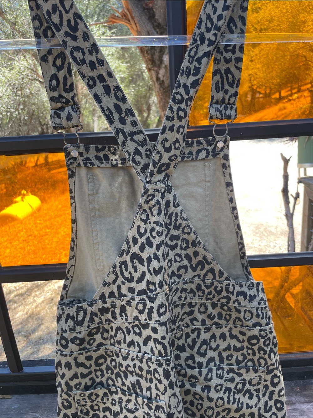 Obey UNISEX Leopard-Print Overalls in Tan and Black - Picture 6 of 10